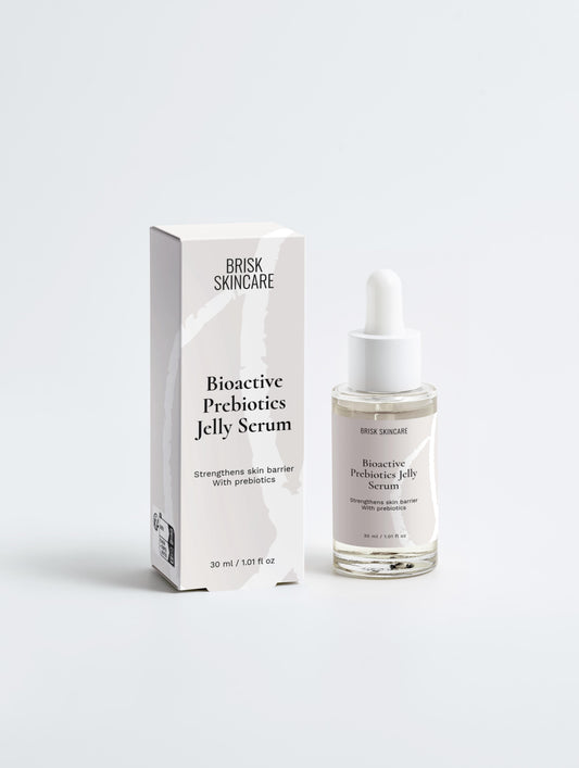 Bioactive Prebiotics Jelly Serum bottle and packaging on a white background